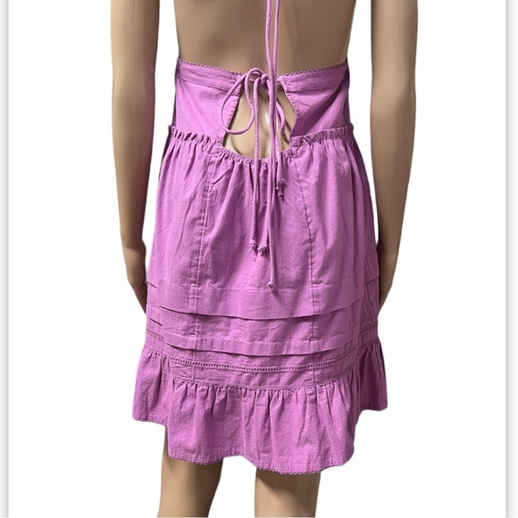 NWT Free People Desert Day Mini Dress Tiered Halter Buttondown Lace-Trim - Picture 12 of 16